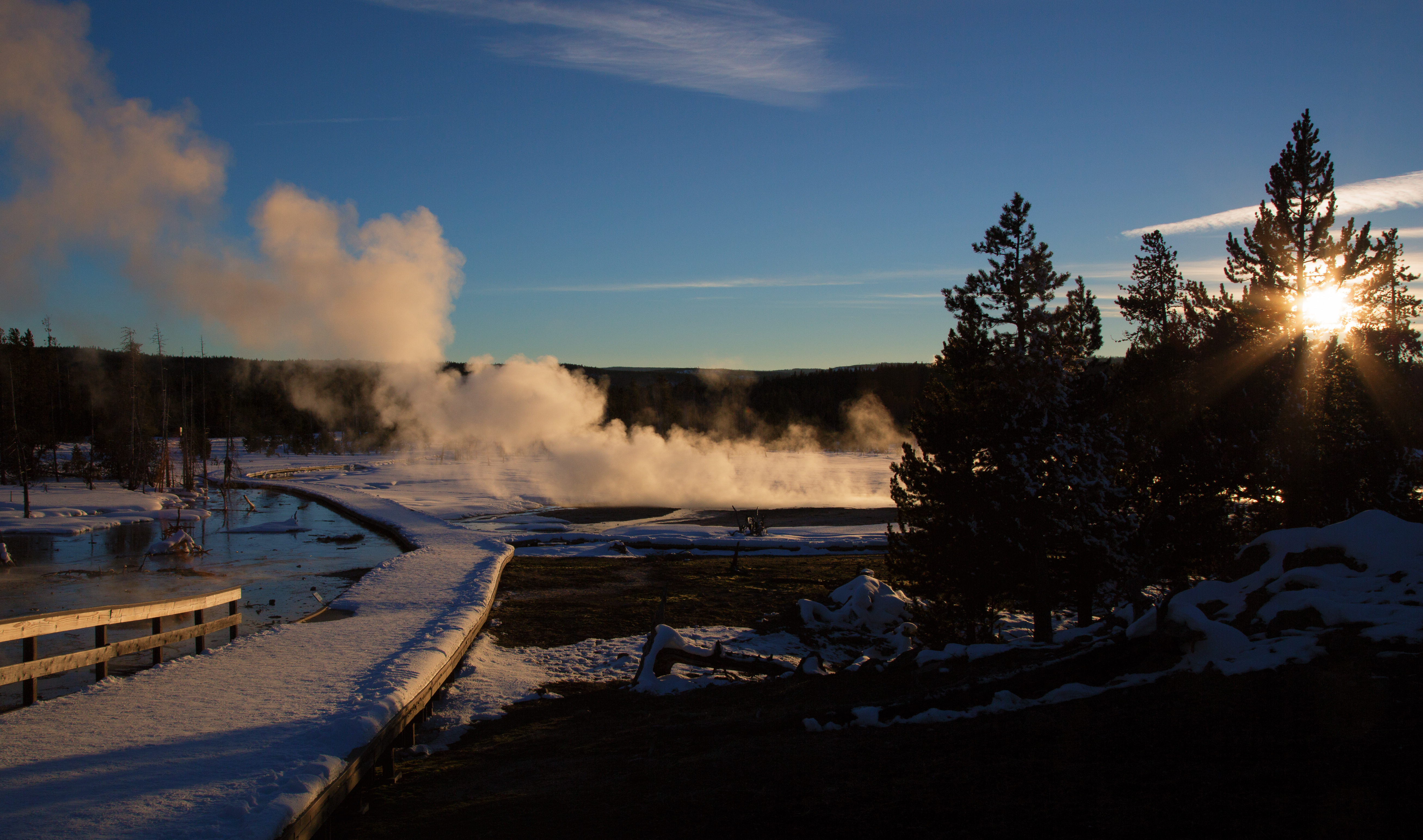 Sunset at the Lower Geyser Basin, Yellowstone National Park, WY
